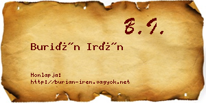 Burián Irén névjegykártya
